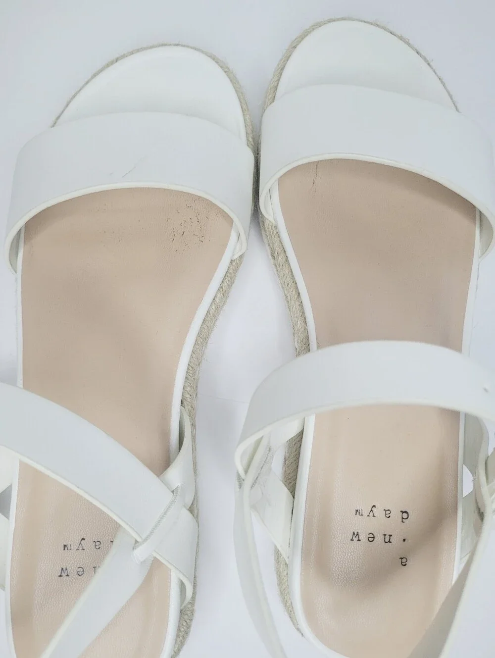 A New Day Rianne Strappy White Espadrille Sandals Women's 7.5 Platform Summer
